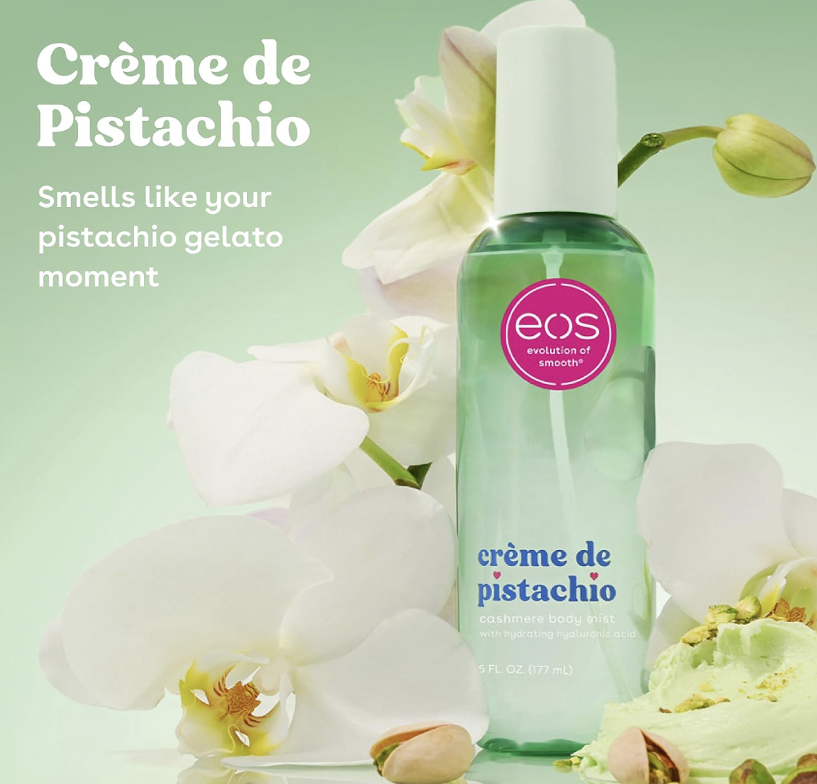 EOS Crème de Pistachio body spray for women, hair mist